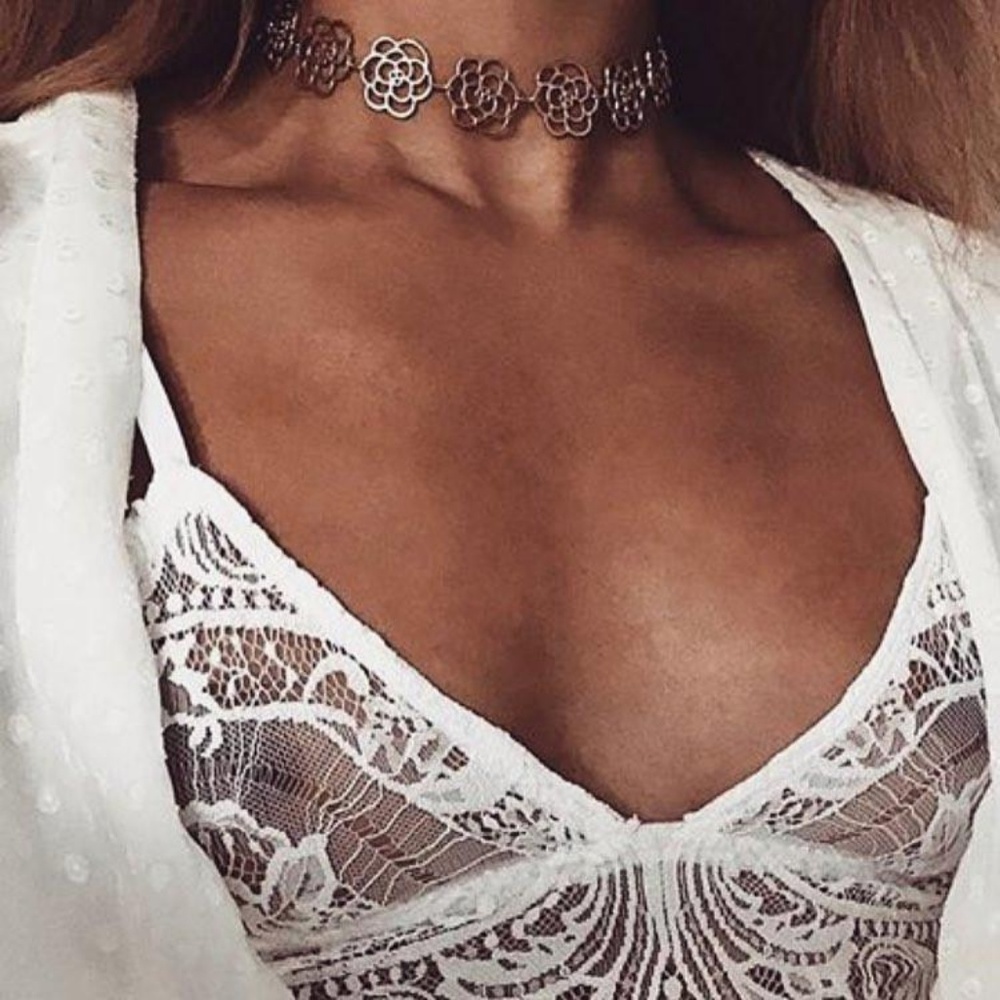 Fawnstar Baby in Bloom Gold Floral Choker Necklace